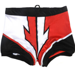 Red black white arrow wrestling biker shorts
