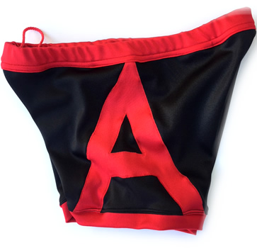 Red black wrestling biker shorts