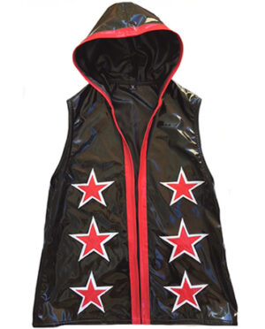 Wrestling hooded jacket red stars design