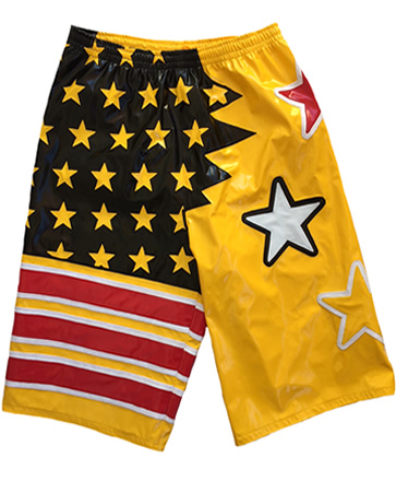 Wrestling shorts yellow red white stars design