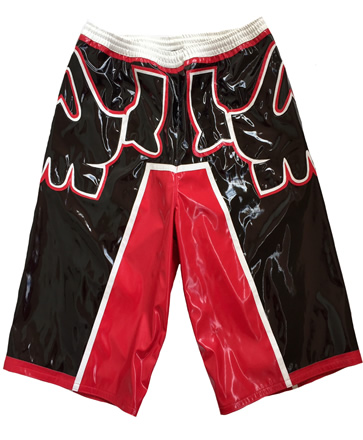 Skull red black white wrestling baggy shorts