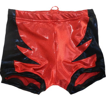 Red black wrestling biker shorts