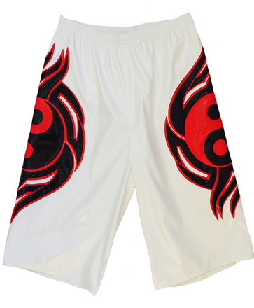 Tribal white red wrestling shorts