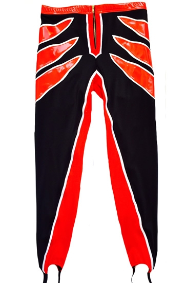 Black white red trim claws wrestling tights 