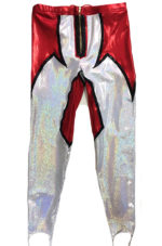 Silver red holo wrestling tights 
