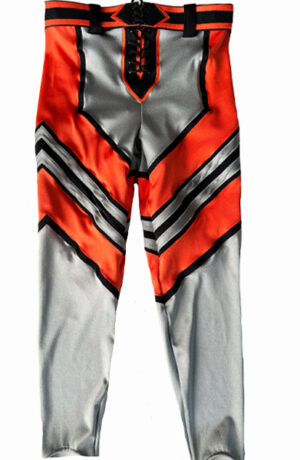 Grey black orange wrestling tights