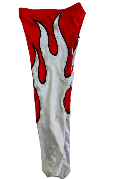 Flames red/black/silver wrestling tights 