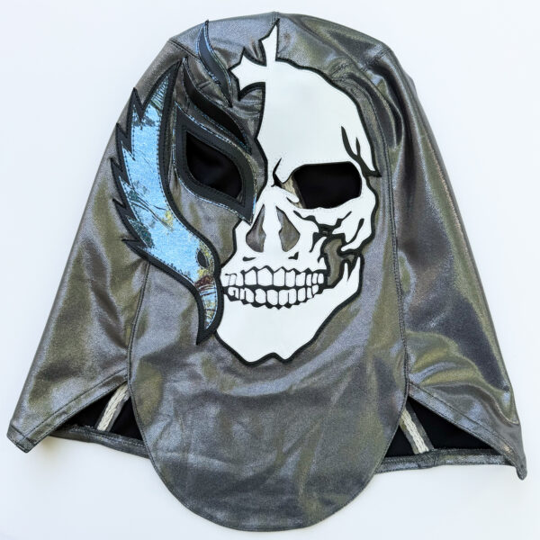 Skull Mysterio veil Pro Wrestling mask white black dark silver - Image 4
