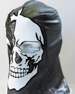 Skull Mysterio veil Pro Wrestling mask white black dark silver