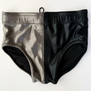 Pro Grade Wrestling dark silver Metal/Black fusion Wrestling trunks tights gear