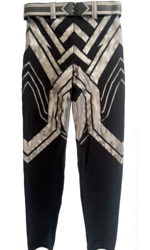 Black & Metallic Silver Pro grade wrestling tight w/matching belt
