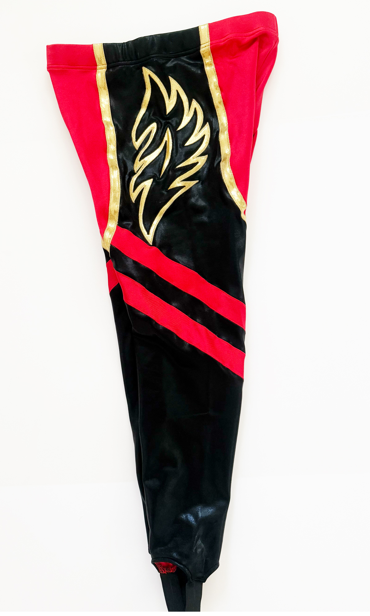 Black red and gold tribal flame pro wrestling tights - Image 2