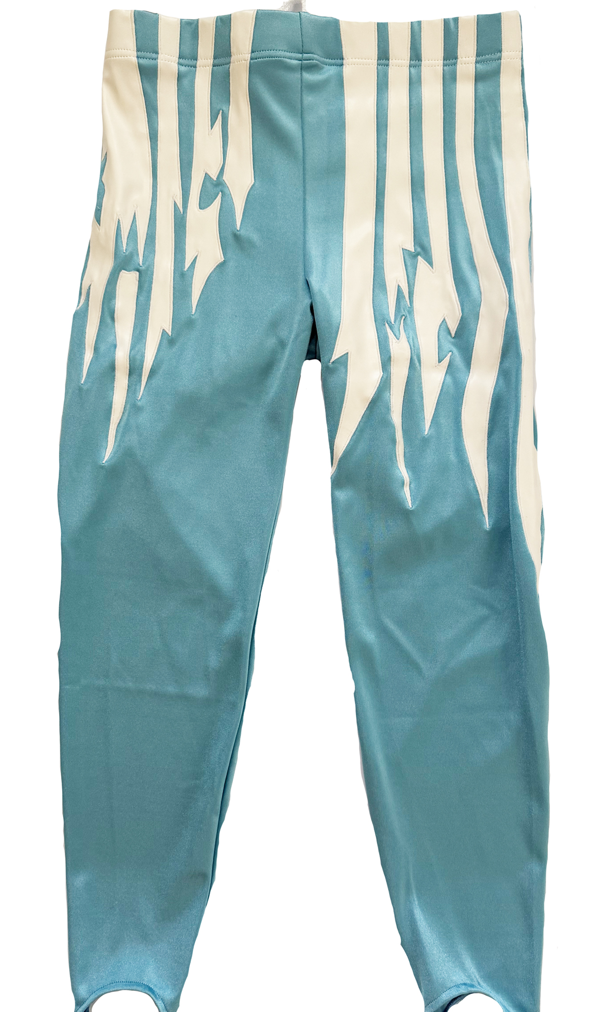 Teal & Cream lighting strike wrestling tights
