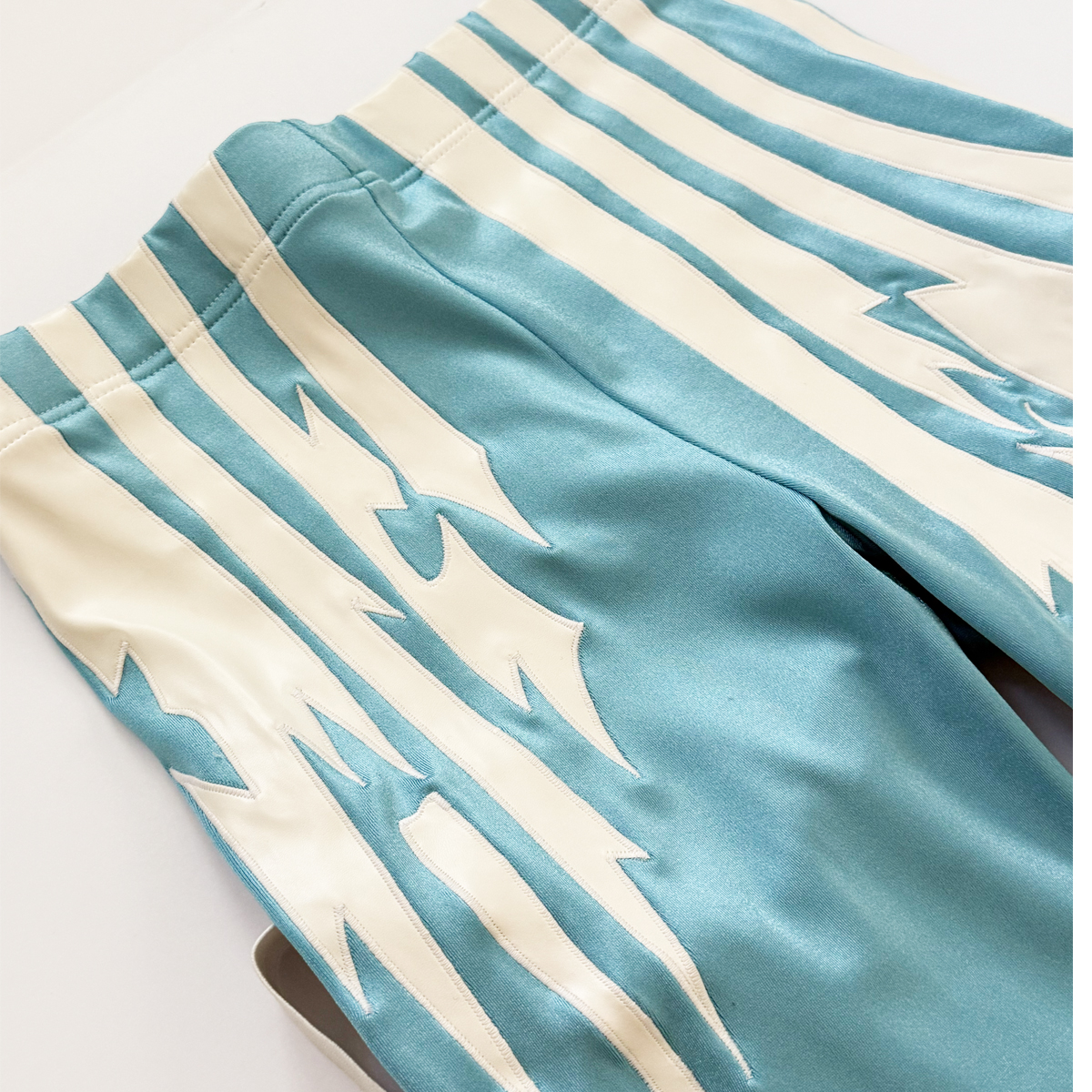 Teal & Cream lighting strike wrestling tights - Image 4